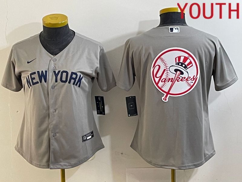 Youth New York Yankees Blank Grey Nike Game 2024 MLB Jersey style 3